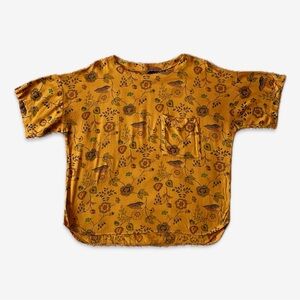 Vintage orange floral pattern shirt S/M